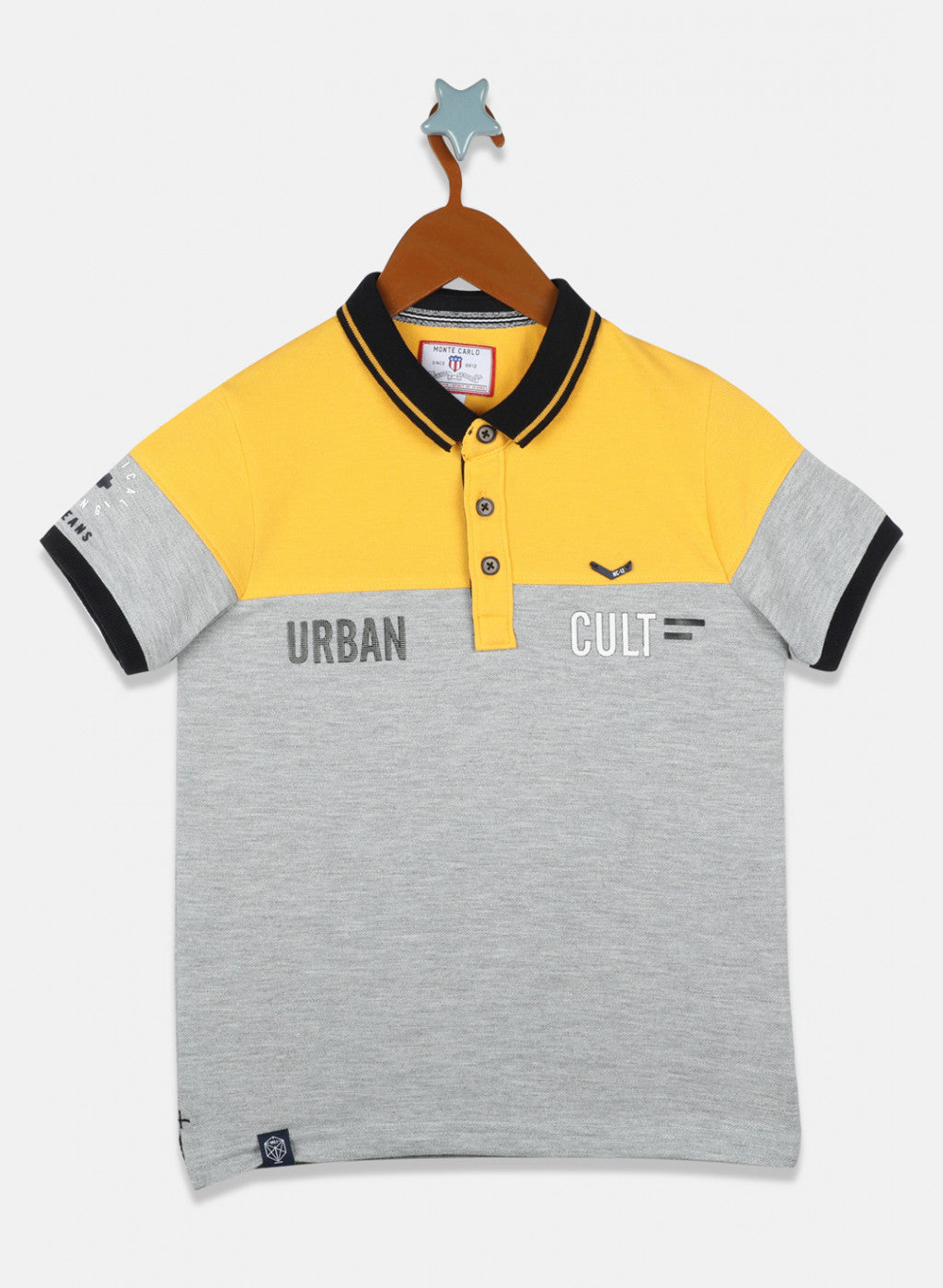 Boys Mustard & Grey Printed T-Shirt