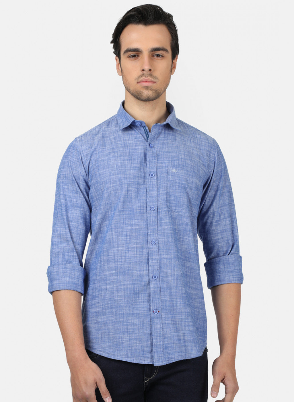 Men Blue Solid Shirts