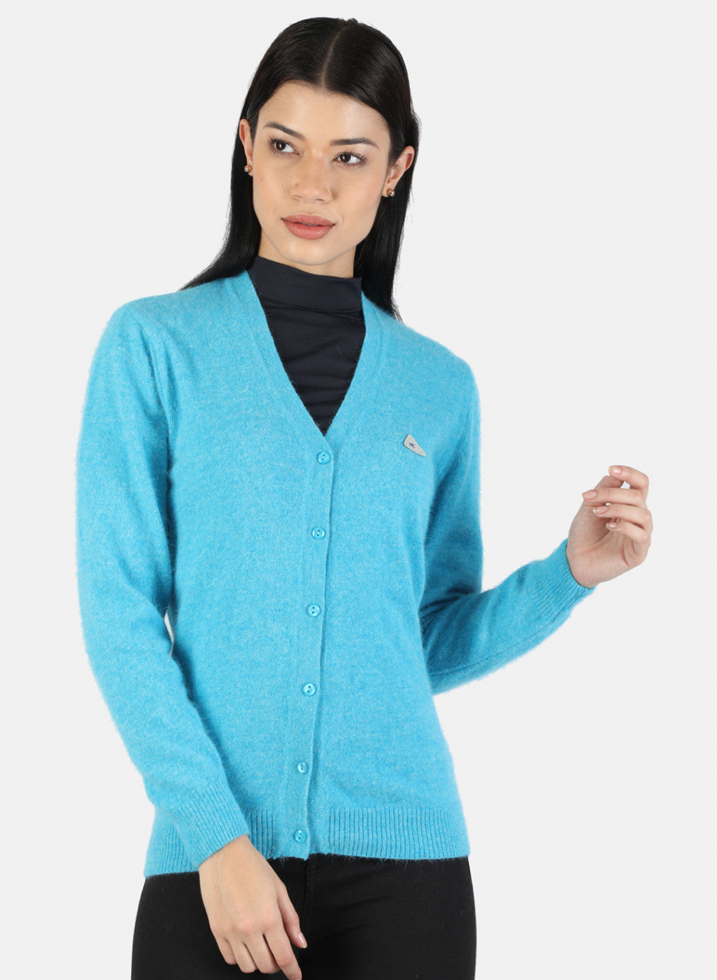 Women Blue Solid Cardigan