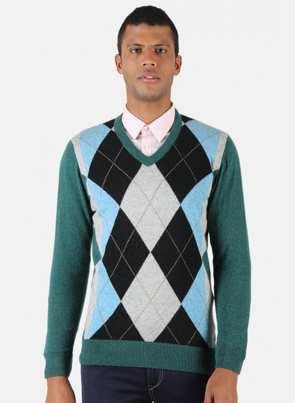Men Green Solid Pullover