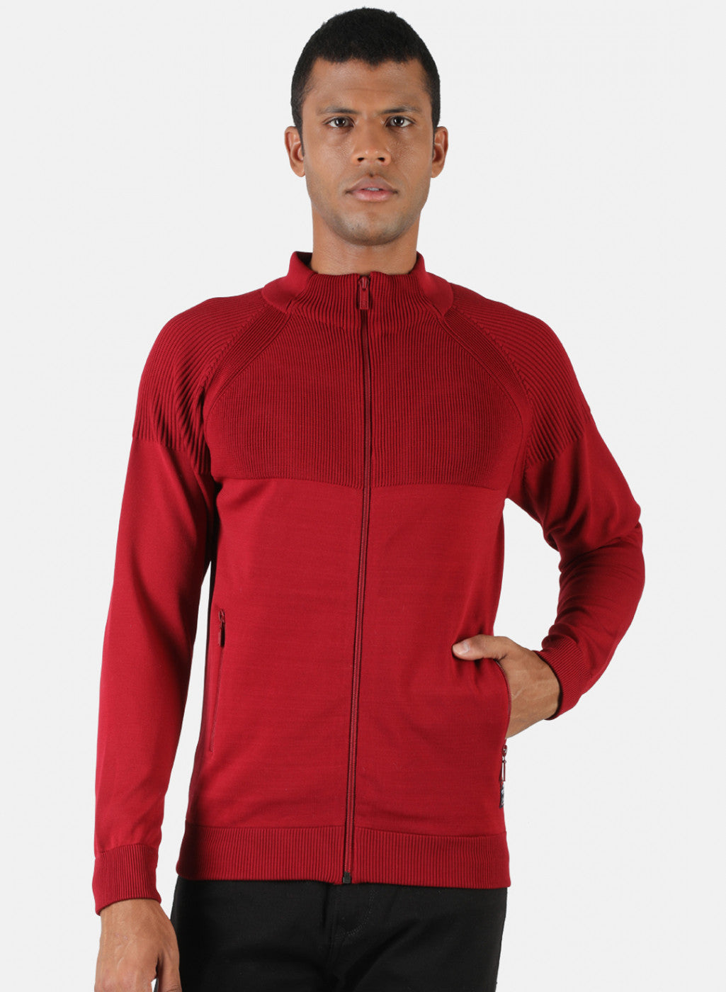 Men Maroon Solid Pullover