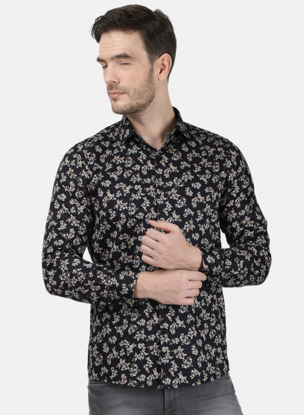 Mens Black Printed Shirt