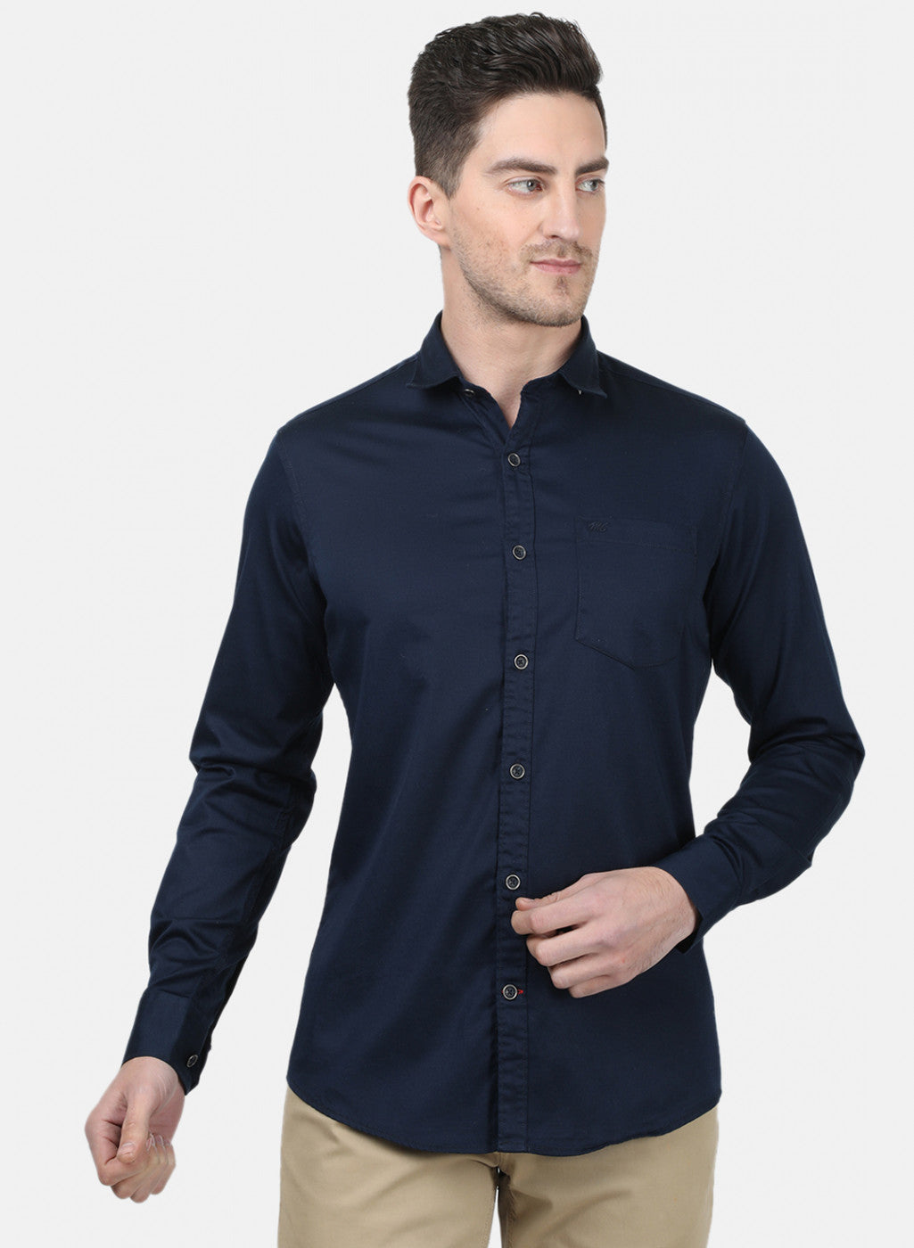 Mens NAvy Blue Solid Shirts