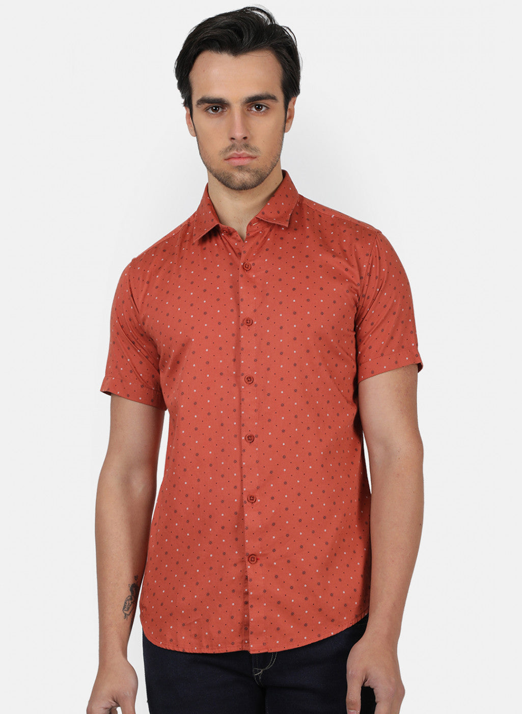 Men Orange Printed Shirts