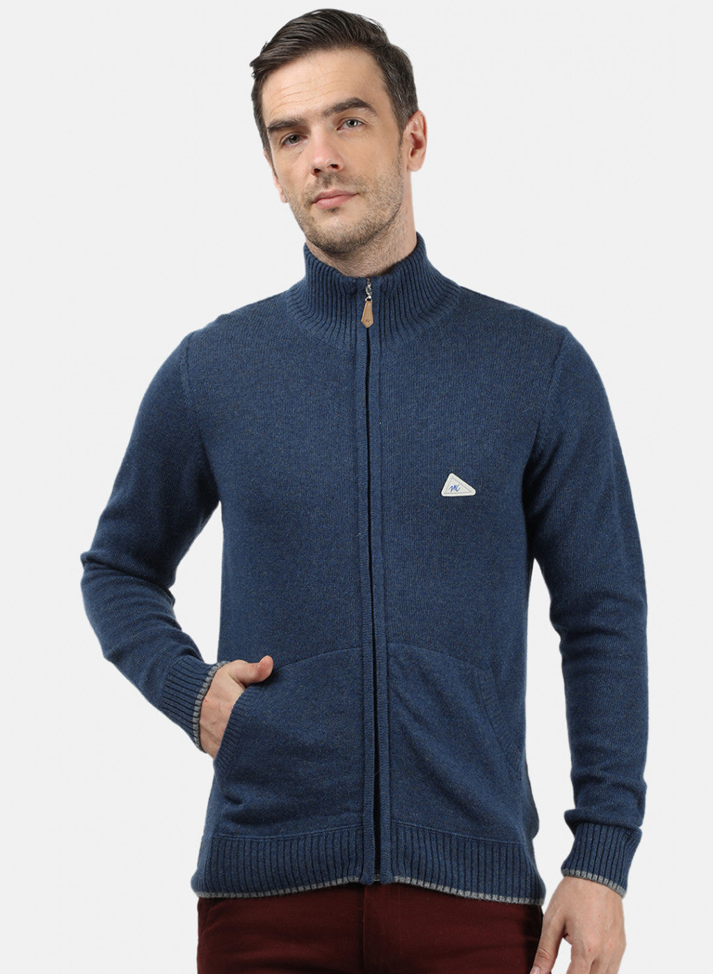 Men Blue Solid Pullover