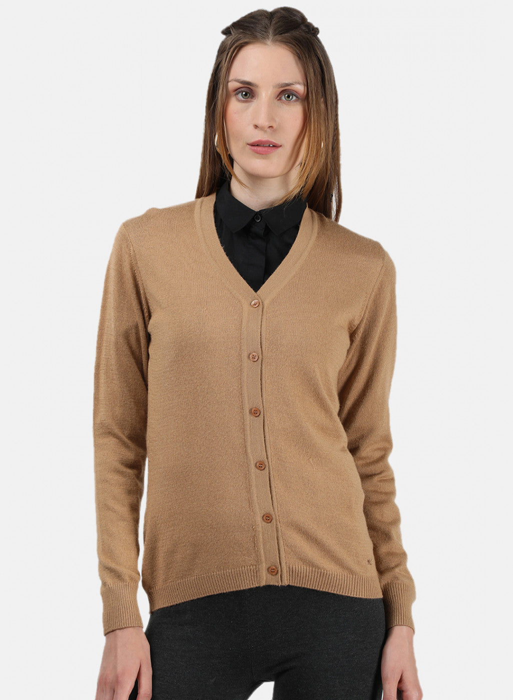 Women Brown Solid Cardigan