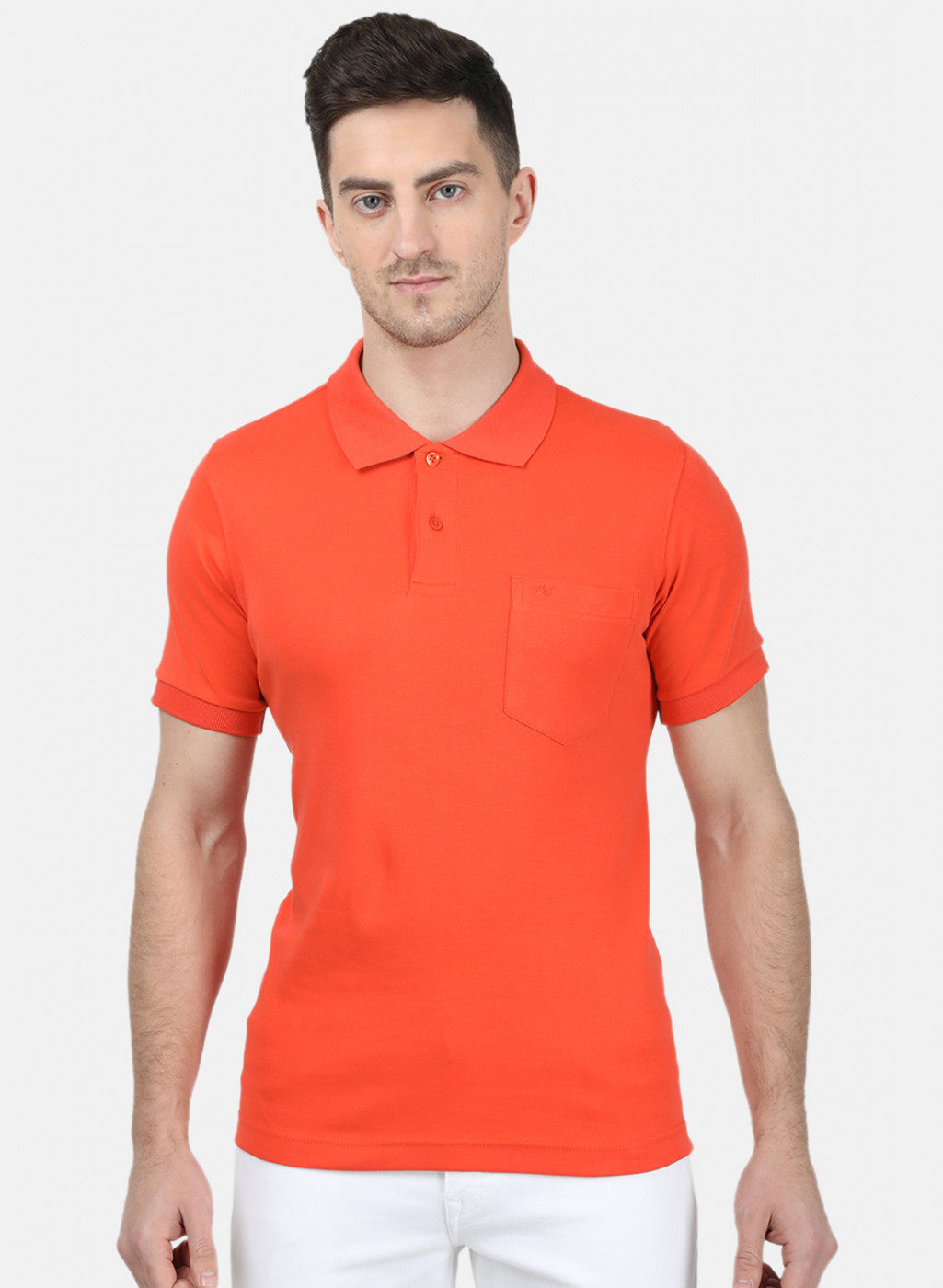 Mens Orange Plain T-Shirt