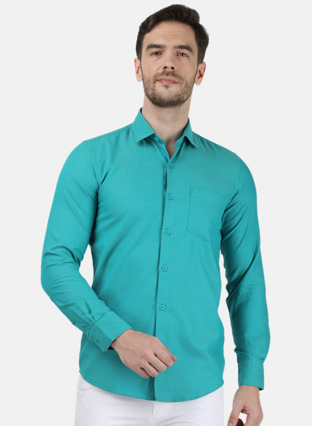 Mens Sea Green Solid Shirts
