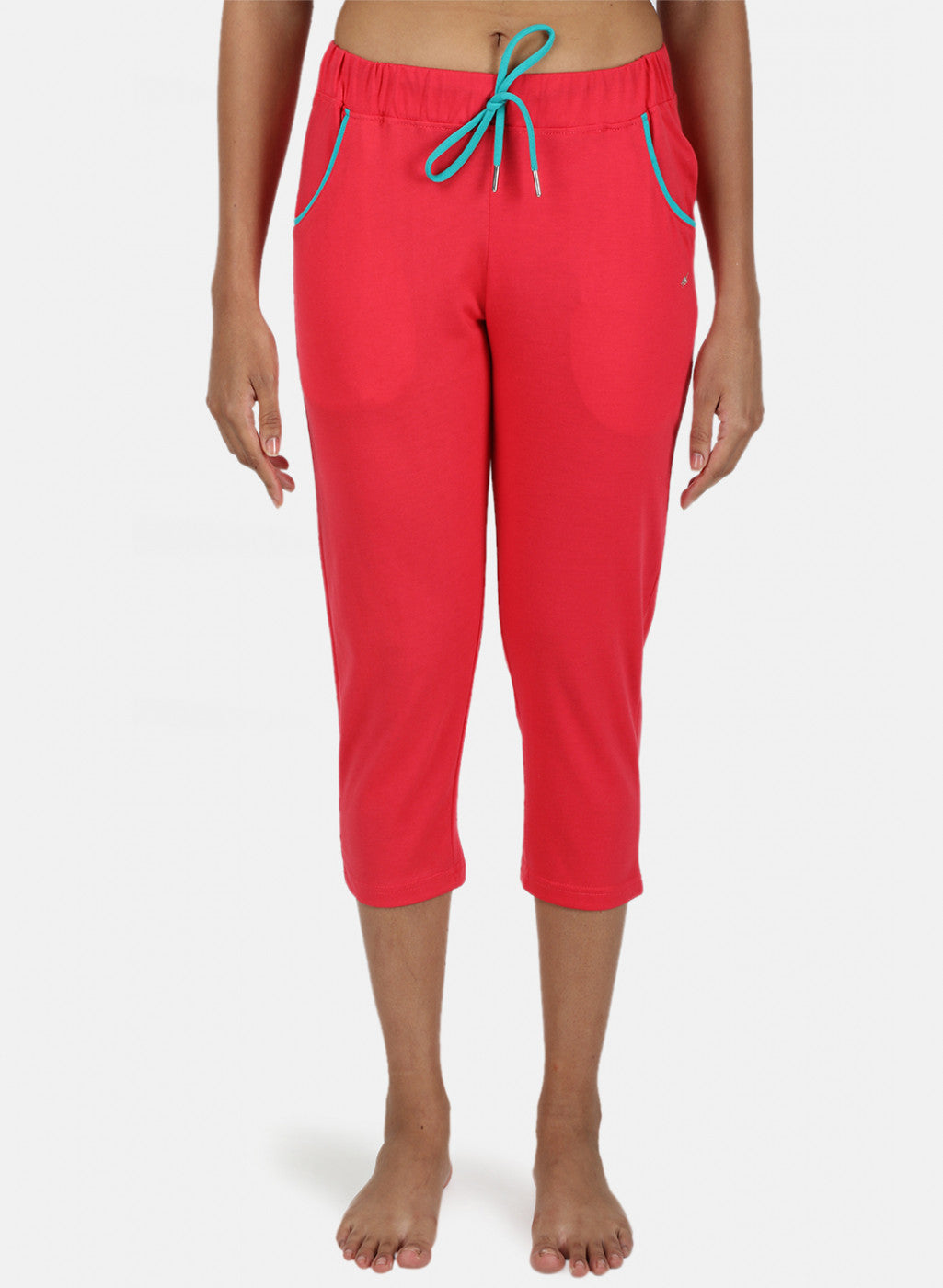 Womens Dark Pink Plain Capri