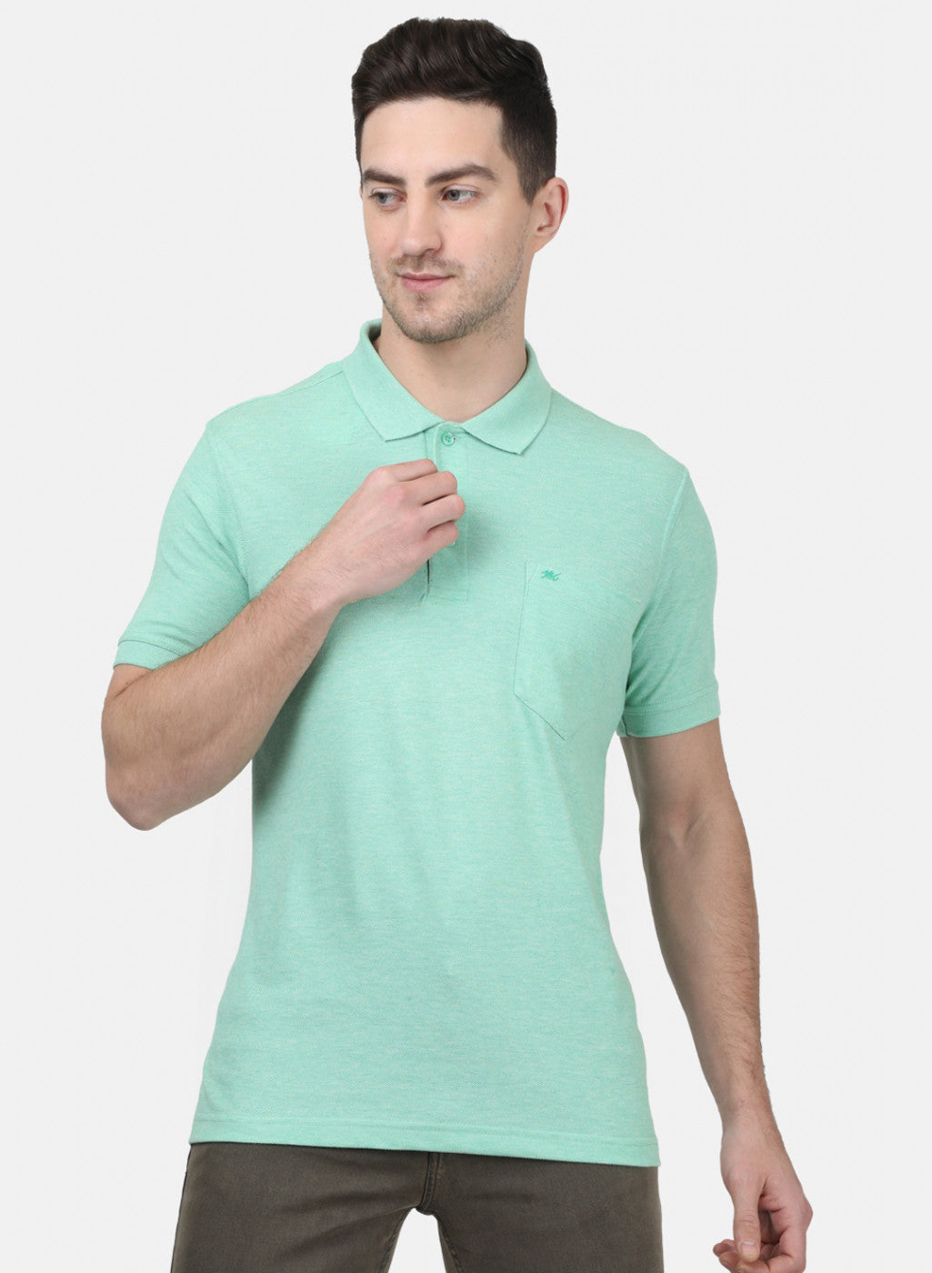 Mens Light Green Plain T-Shirts