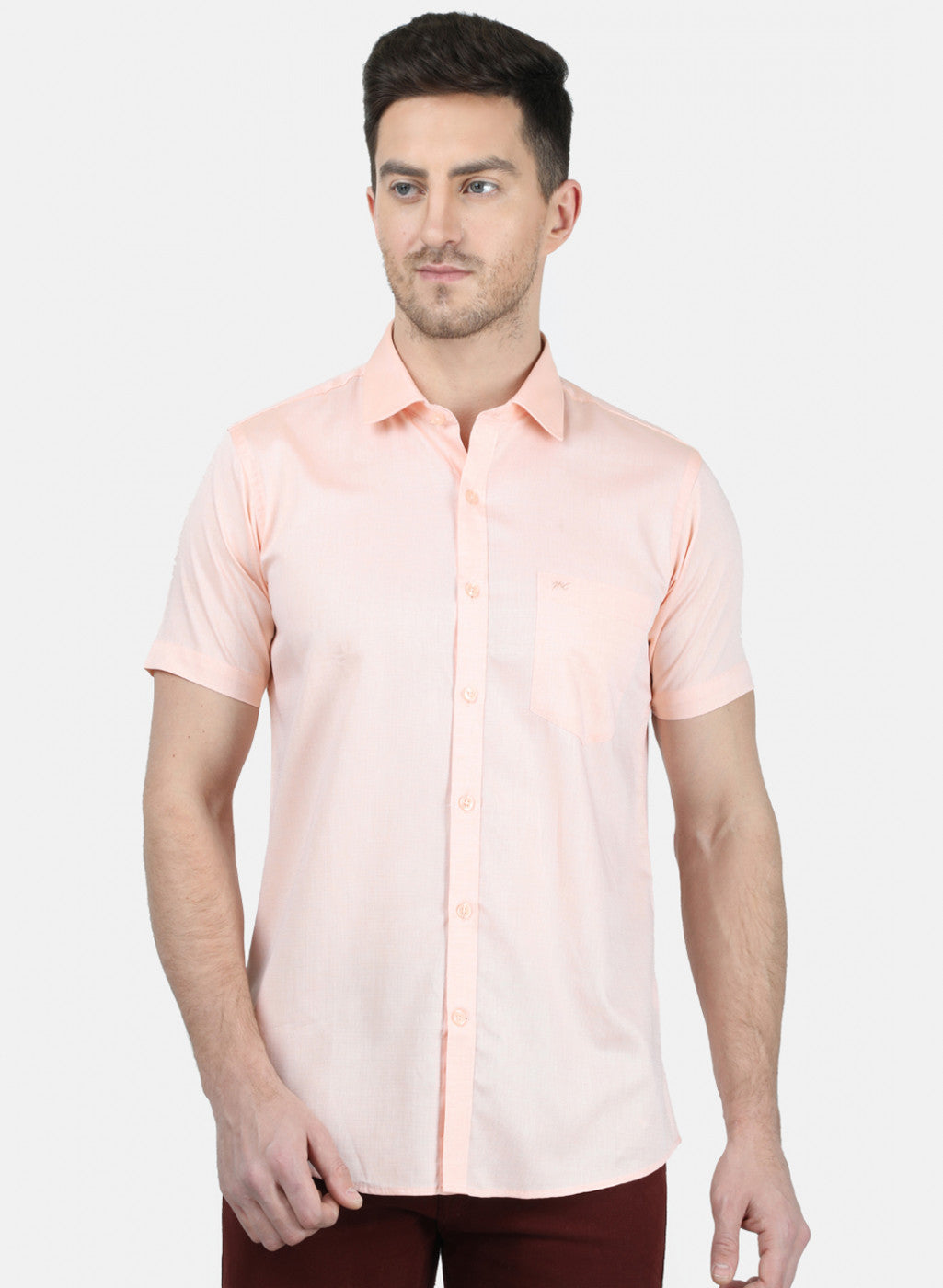 Mens Orange Printed Shirt