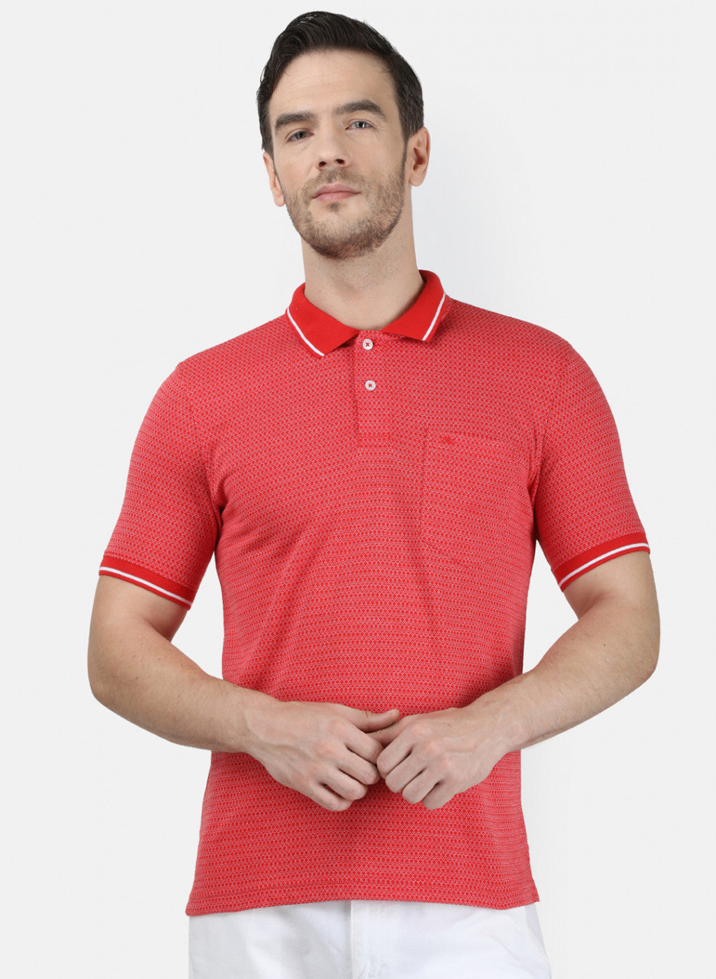 Mens Red Jaquard T-Shirt
