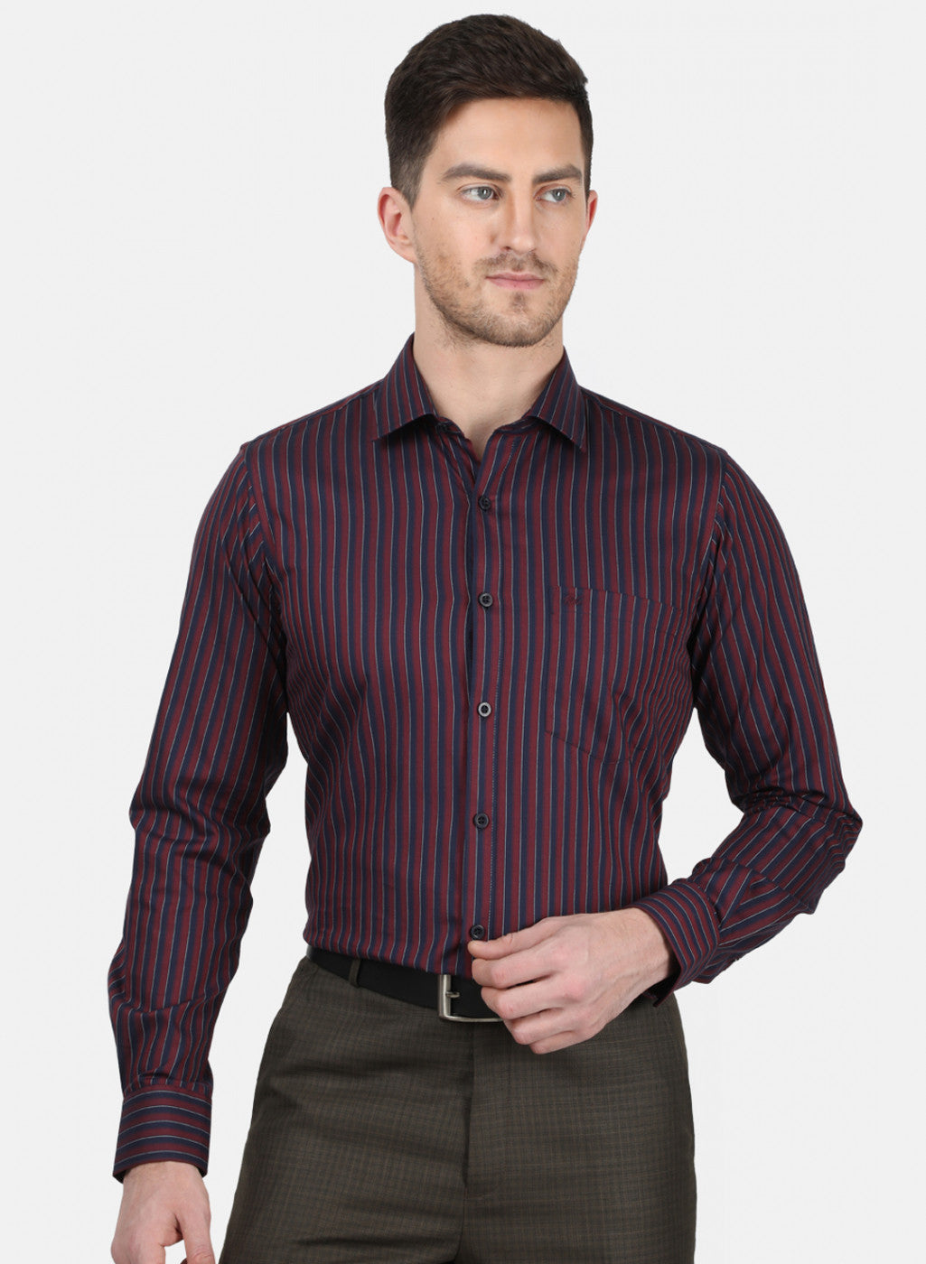 Mens Maroon Stripe Shirt