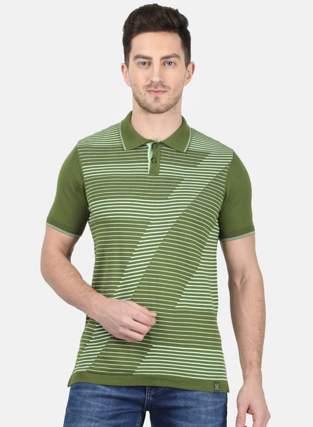 Mens Green Plain T-Shirt