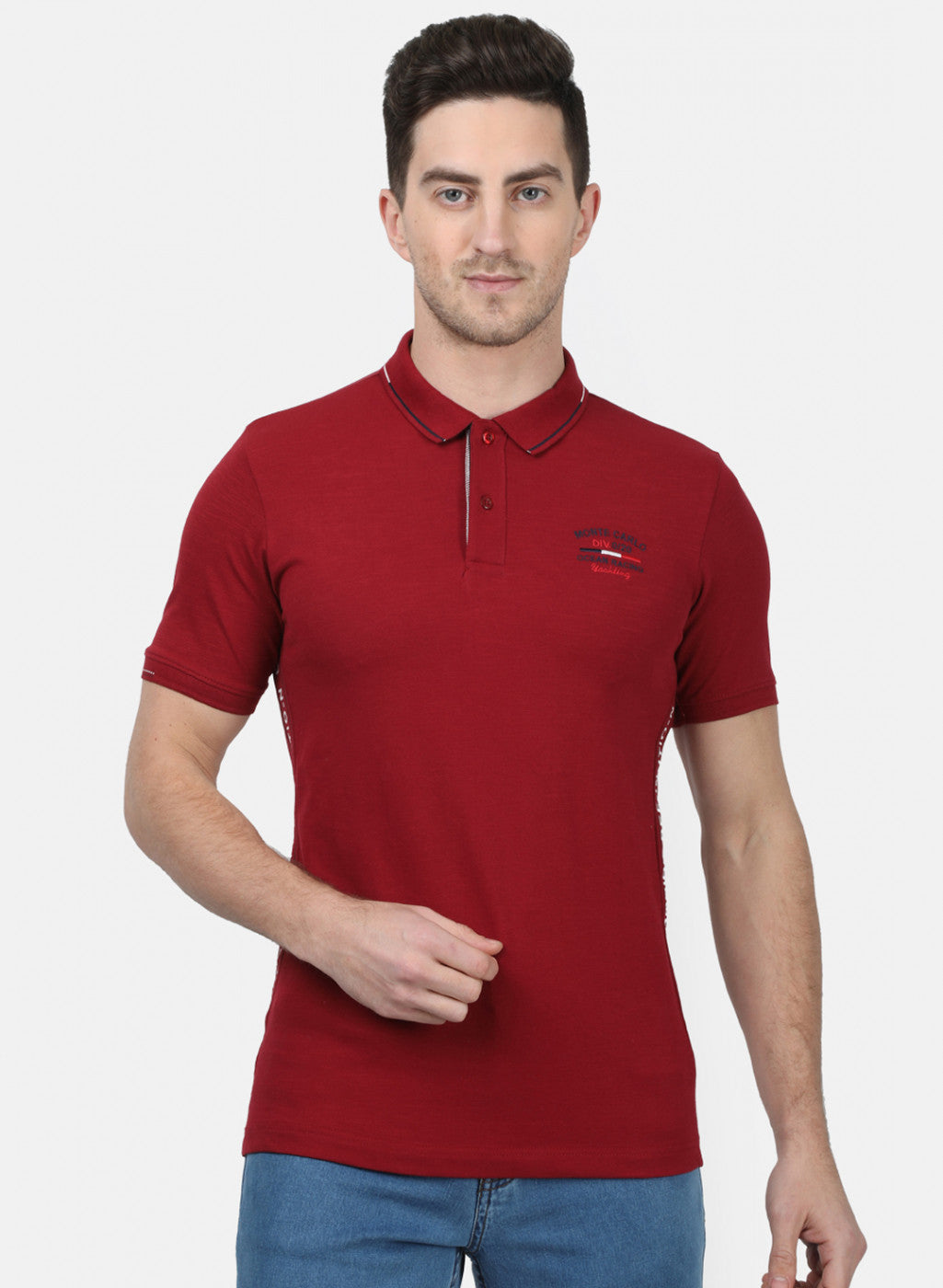 Mens Maroon Plain T-Shirts