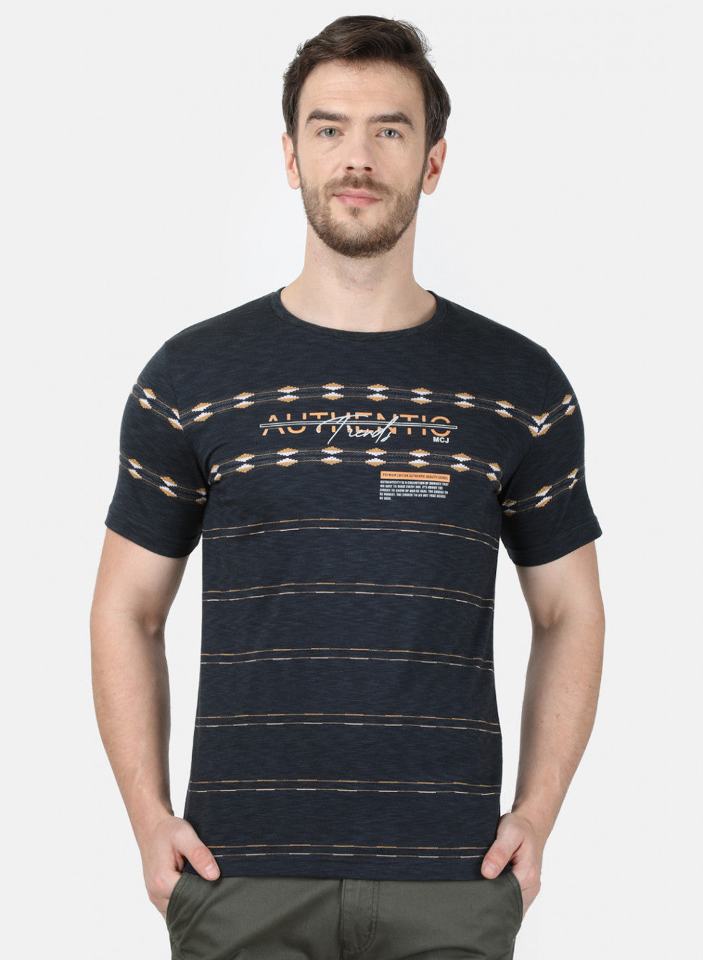 Mens Dark Grey Jaquard T-Shirt