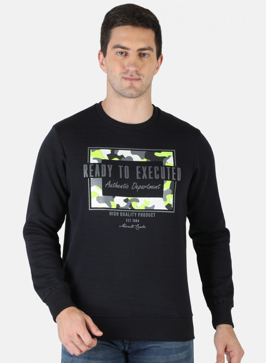 Men Blue Printed Sweatshirt