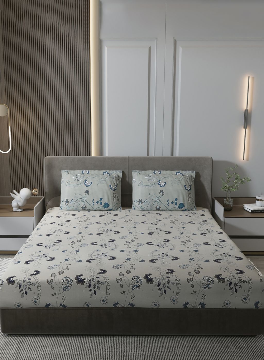 180TC Pure Cotton King Bedsheet with 2 Pillow Covers