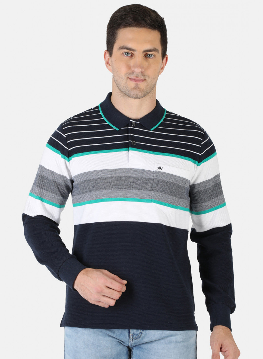 Men NAvy Blue Stripe T-Shirt