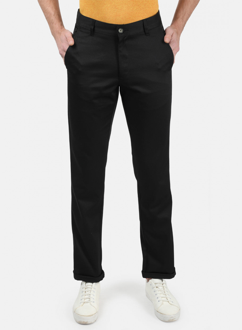 Men Black Plain Trousers