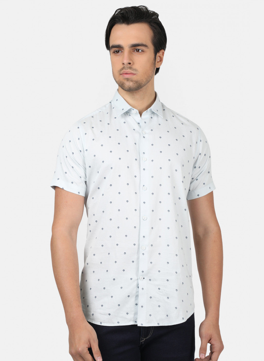 Men Sky Blue Printed Shirts