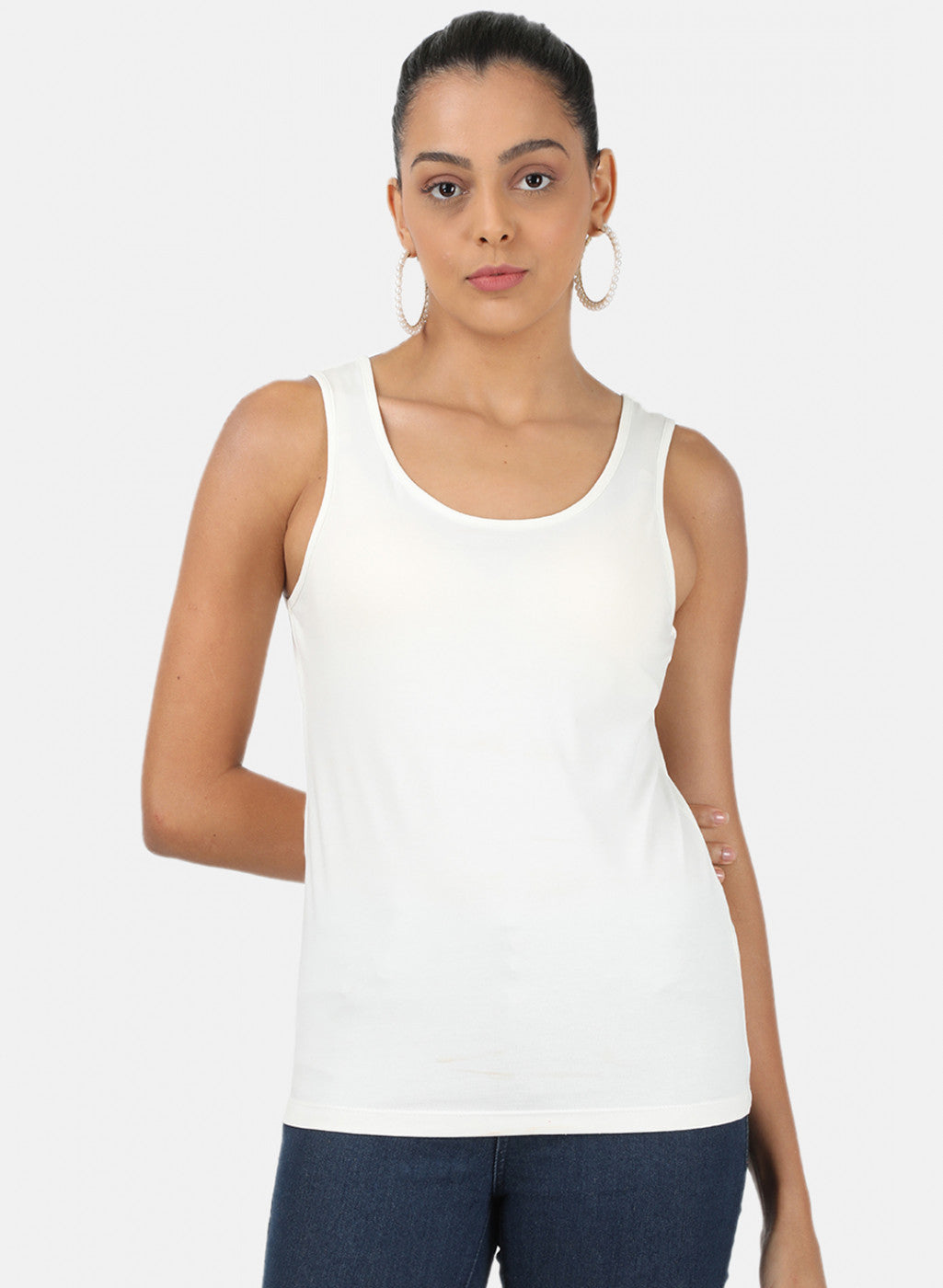 Womens Off White Plain Spaghetti