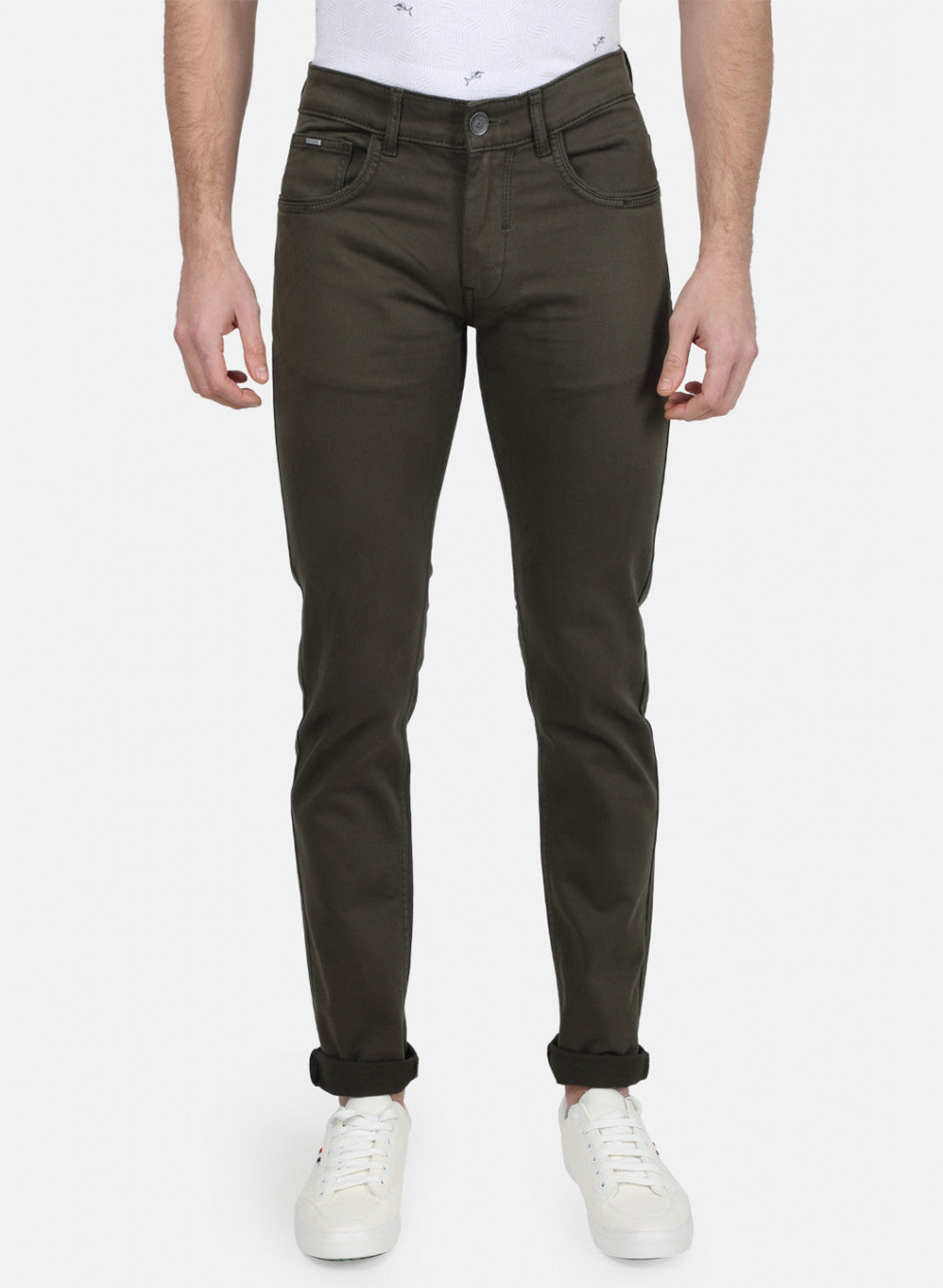 Mens Green Skinny Denim