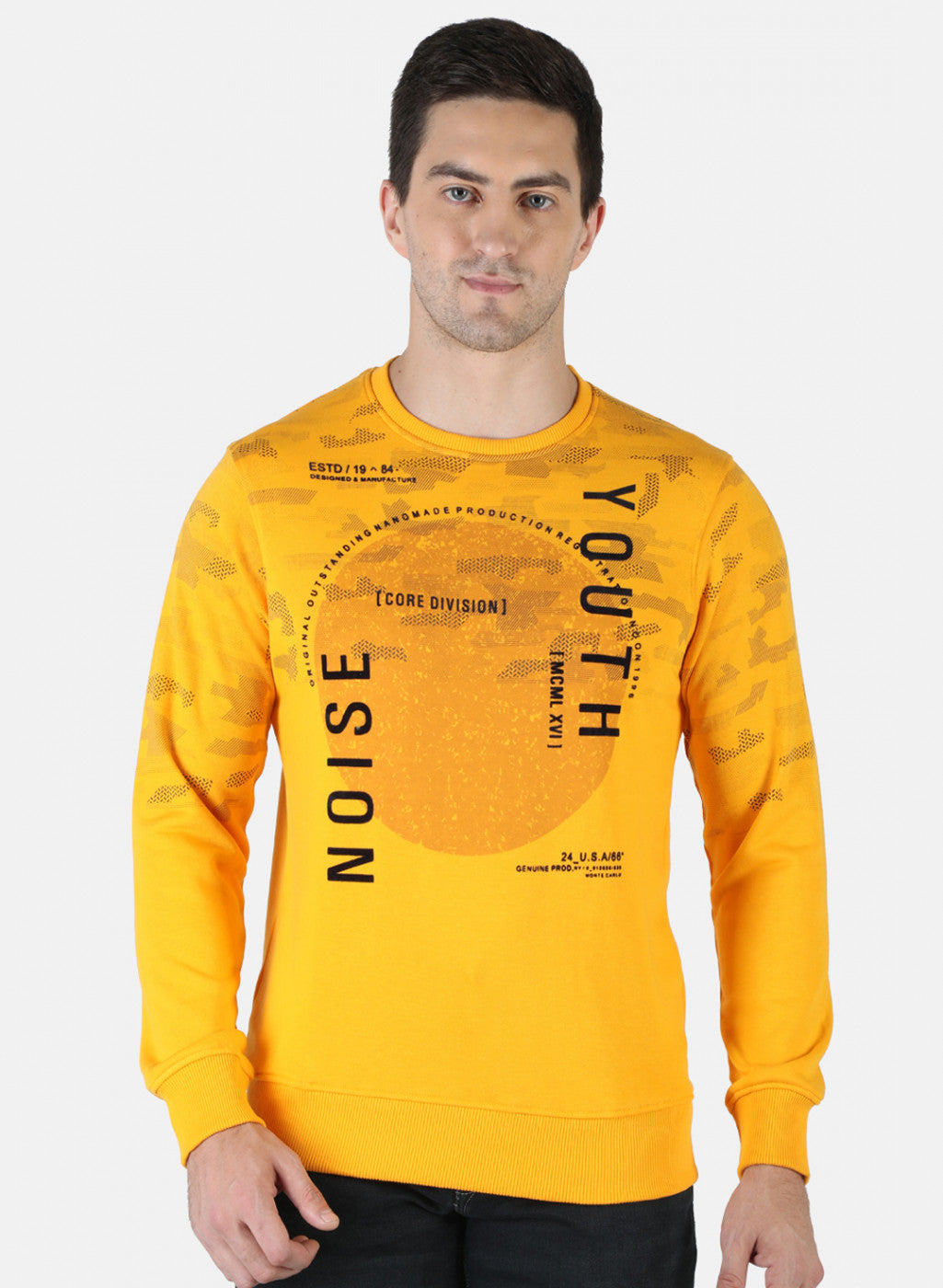 Men Mustard Printed Sweatshirt