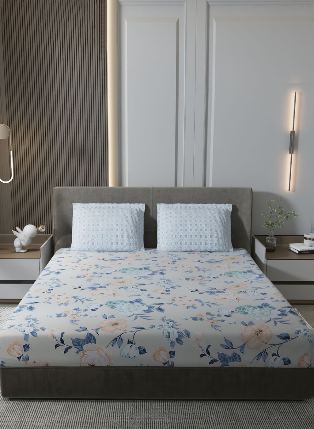 200TC Pure Cotton Queen Bedsheet with 2 Pillow Covers