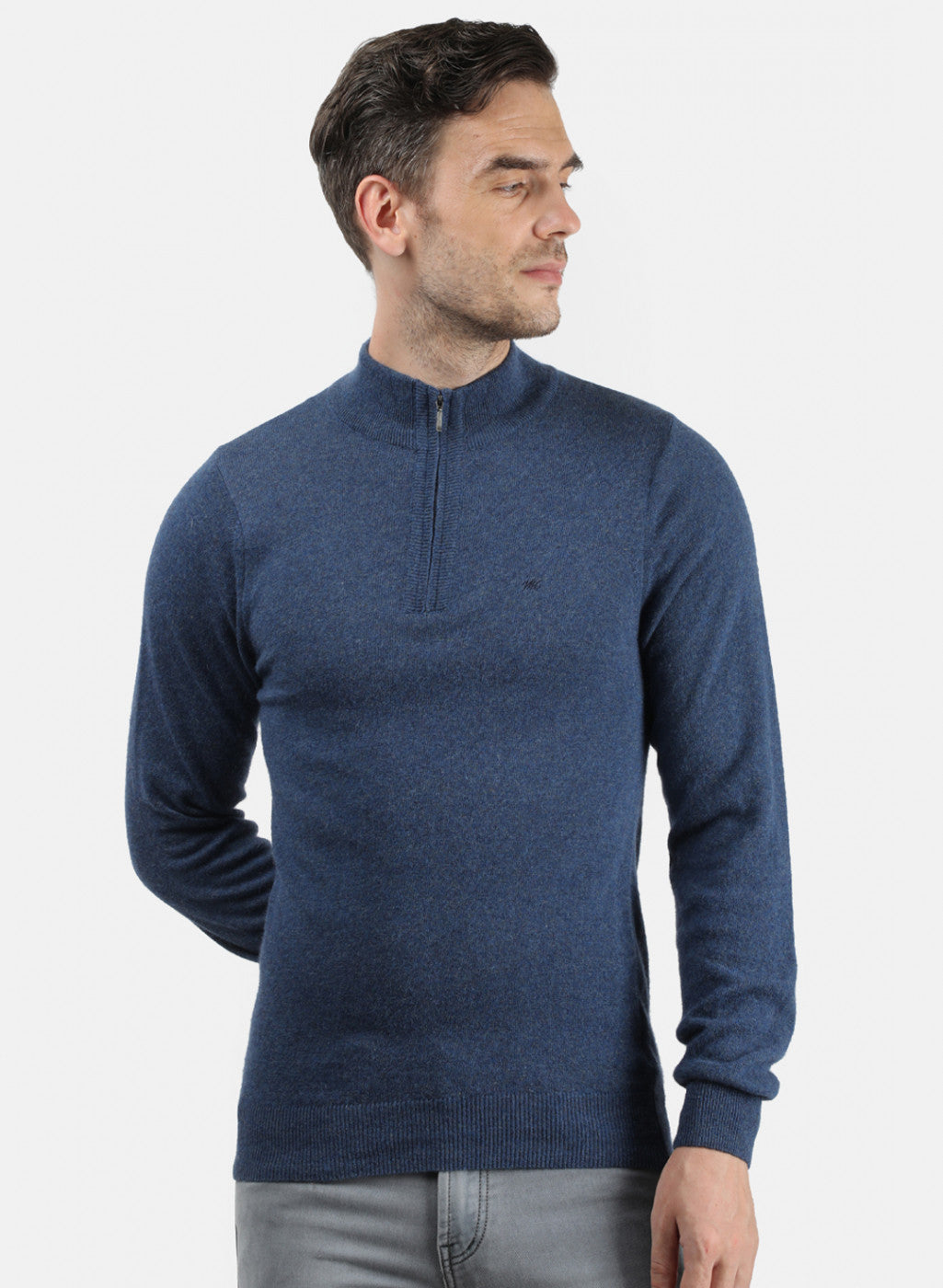 Men Blue Solid Pullover