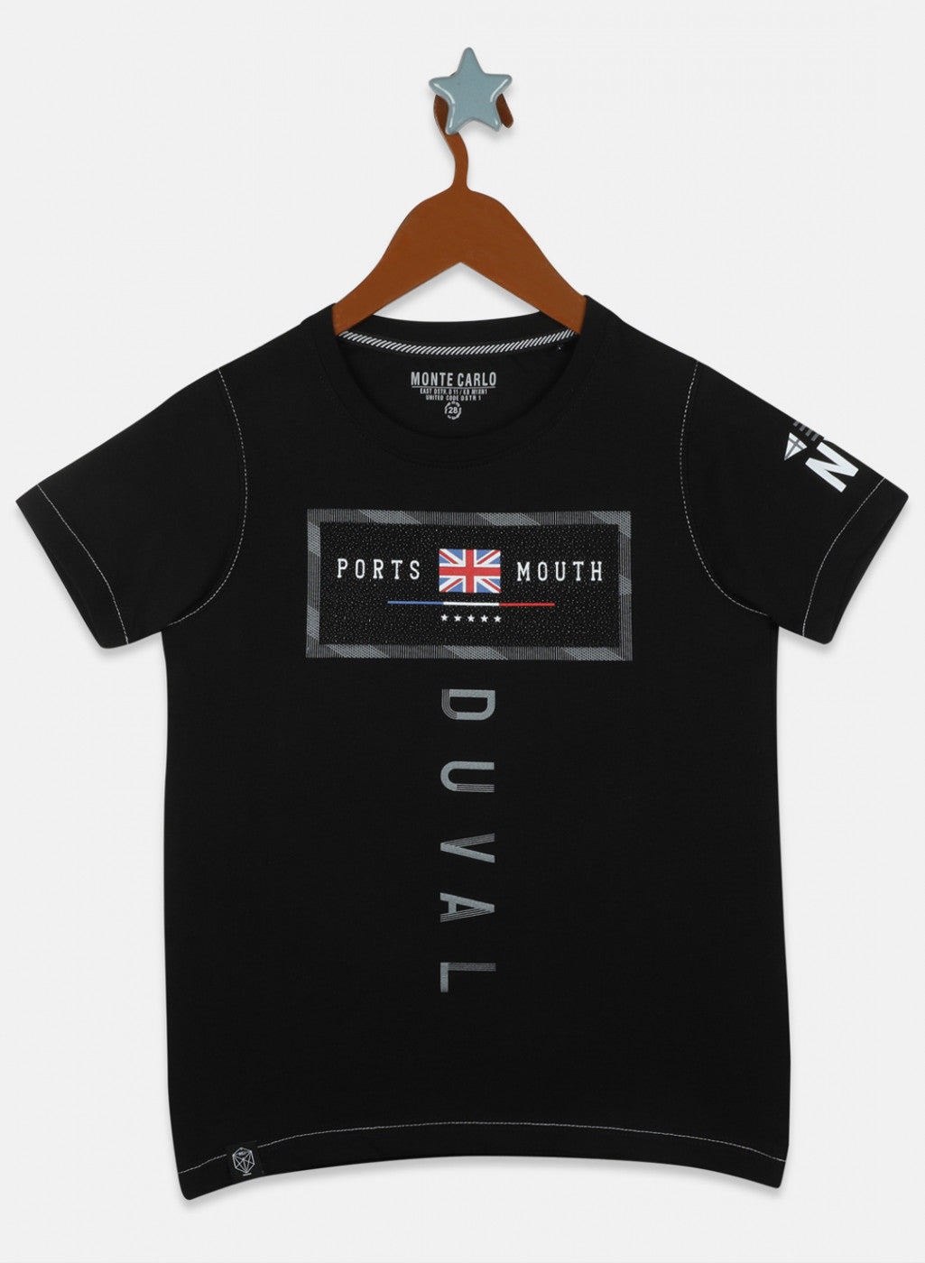 Boys Black Printed T-Shirt