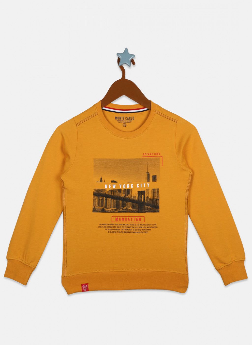 Boys Mustard Printed Sweatshirt