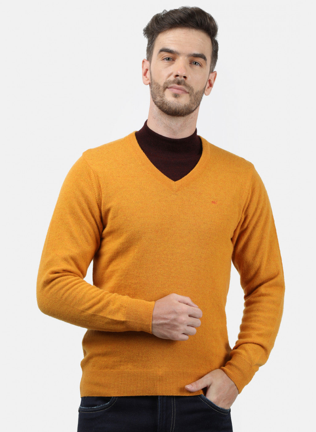 Men Yellow Solid Pullover