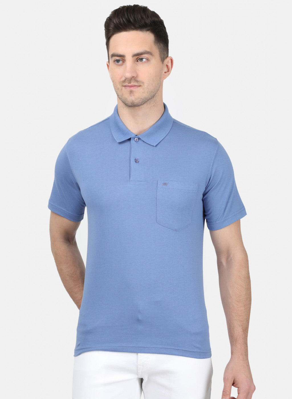 Mens Blue Plain T-Shirt