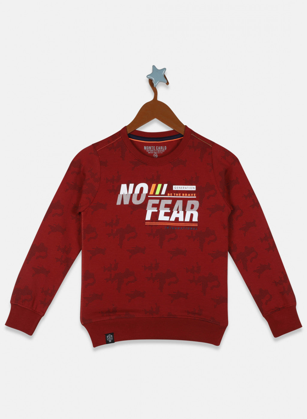 Boys Mehroon Printed Sweatshirt
