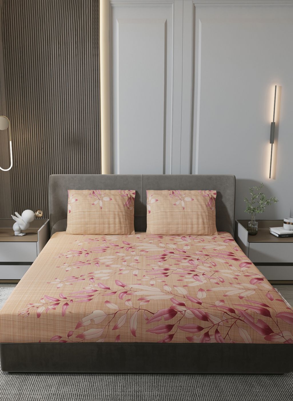 140TC Pure Cotton King Bedsheet with 2 Pillow Covers