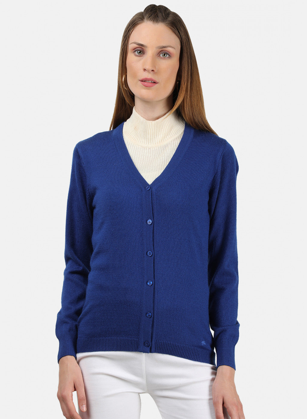 Women Royal Blue Solid Cardigan