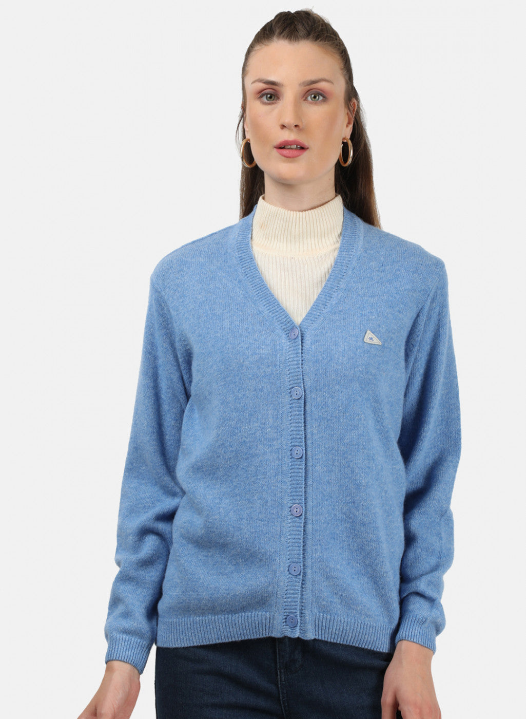 Women Blue Solid Cardigan