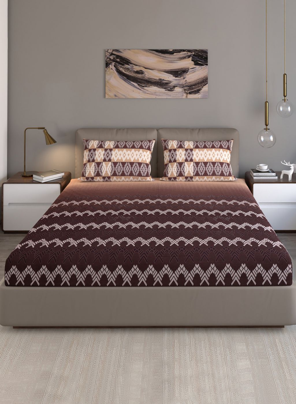 140TC Pure Cotton King Bedsheet with 2 Pillow Covers
