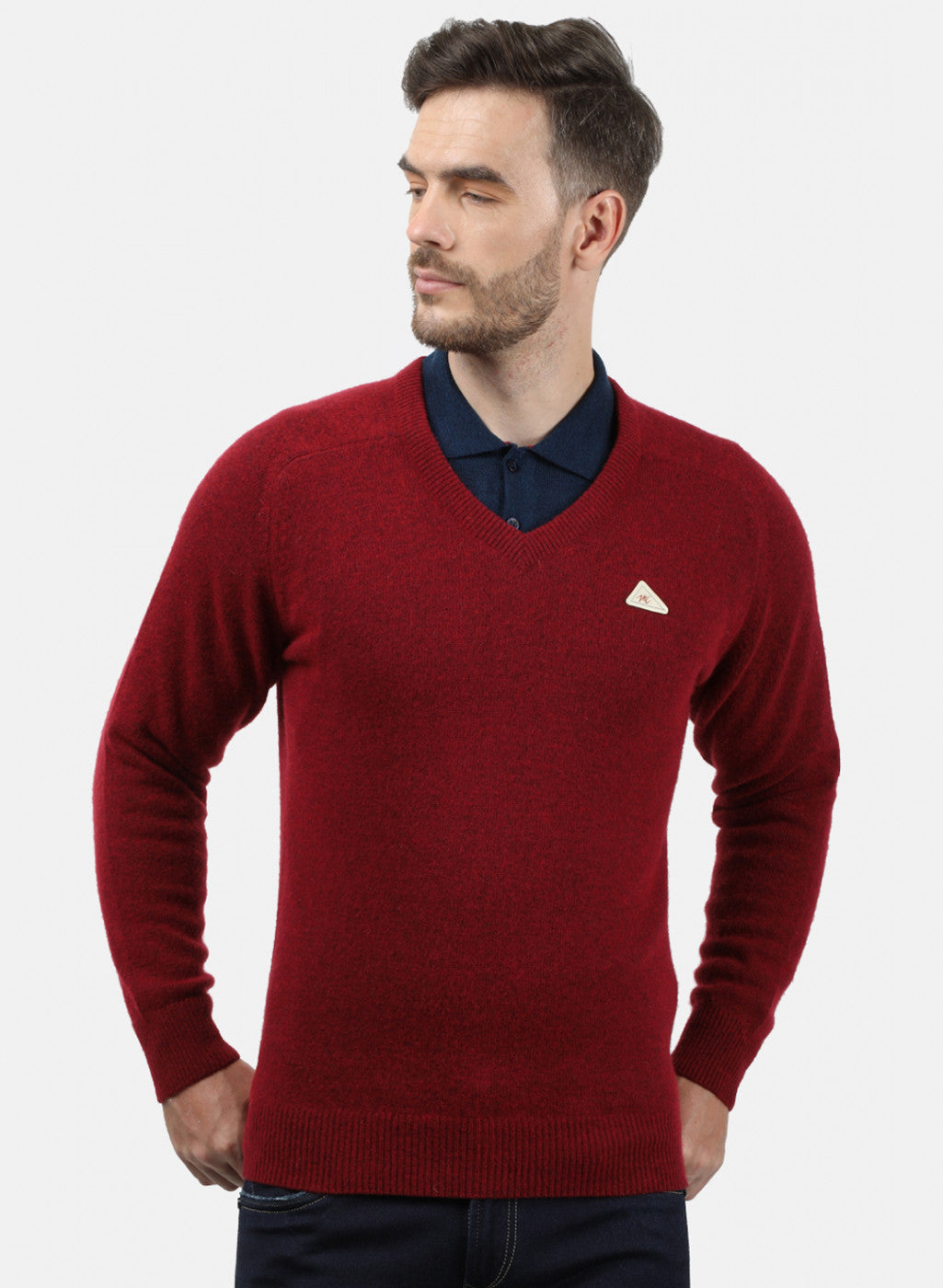 Men Maroon Solid Pullover