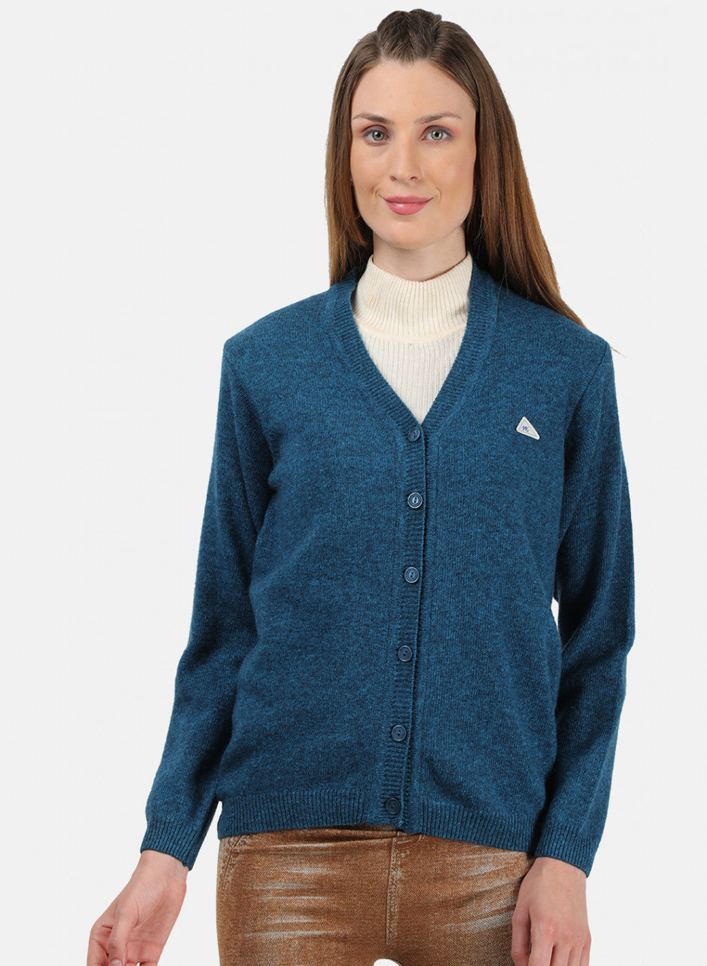 Women Blue Solid Cardigan