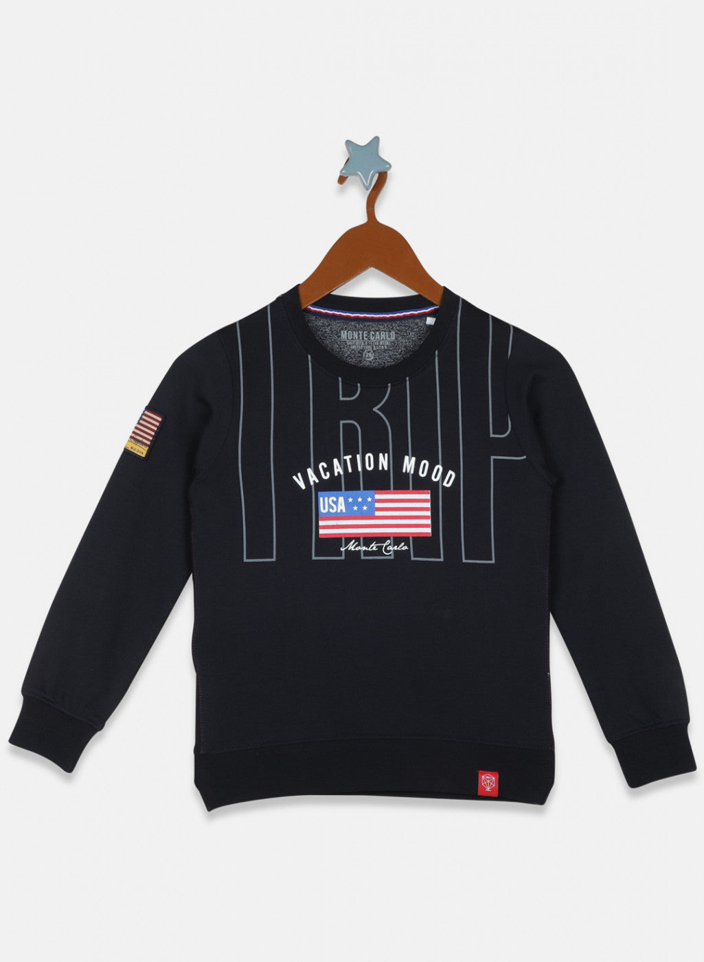 Boys Navy Blue Printed Sweatshirt