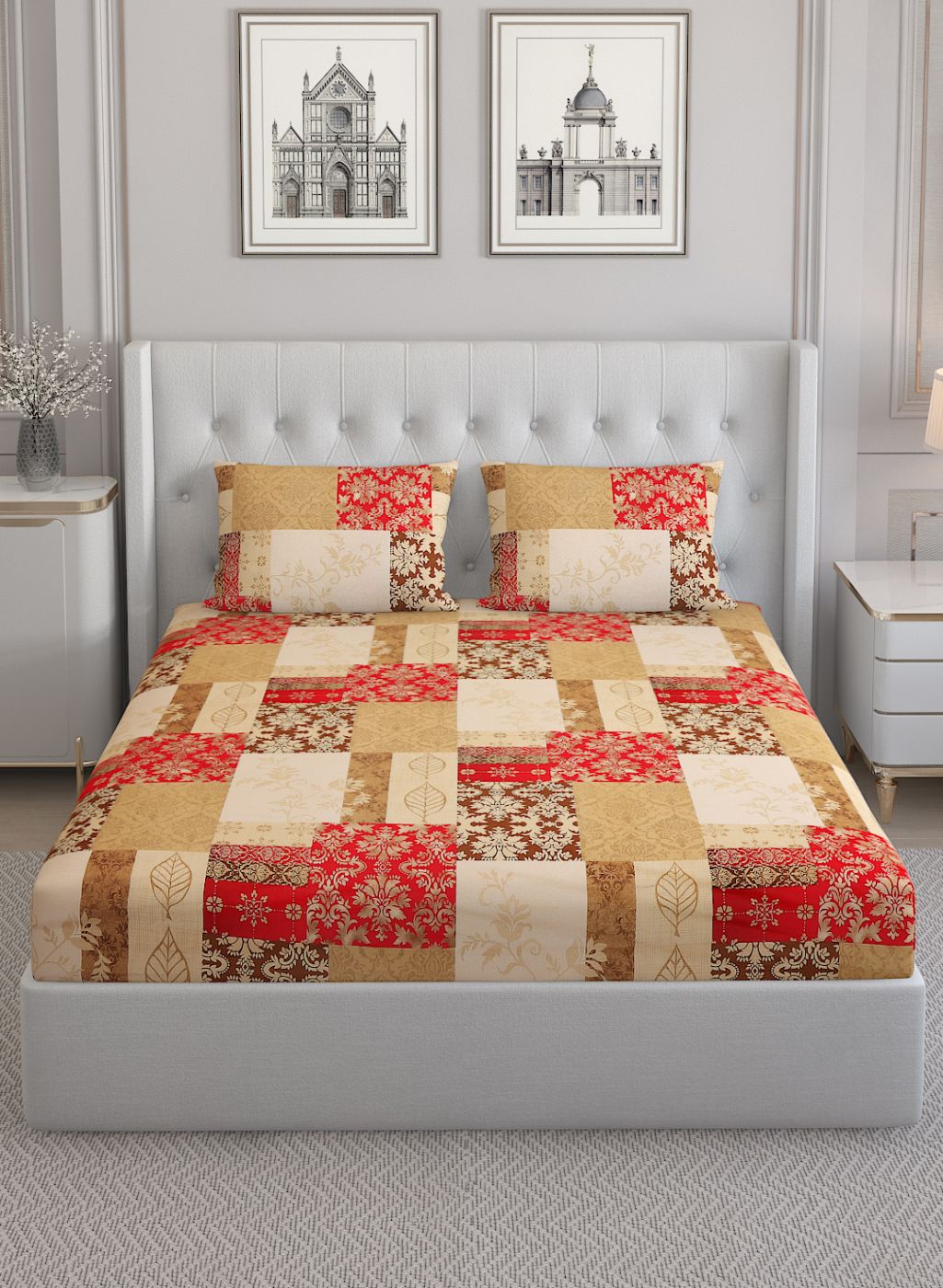 140TC Pure Cotton King Bedsheet with 2 Pillow Covers