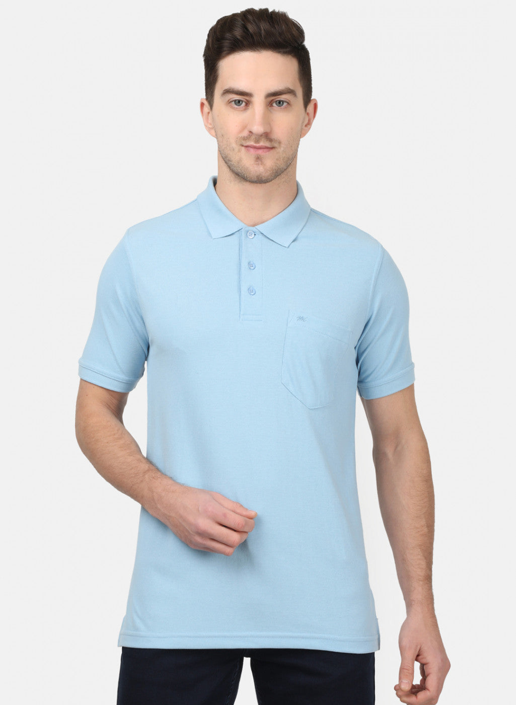 Mens Sky Blue Plain T-Shirts