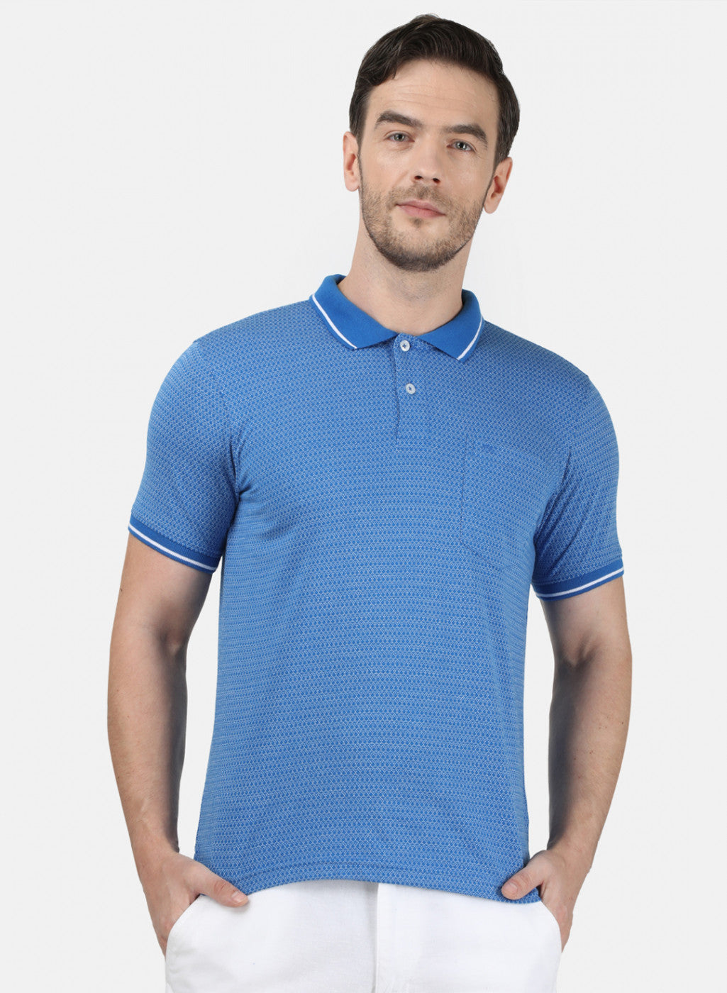 Mens Blue Jaquard T-Shirt