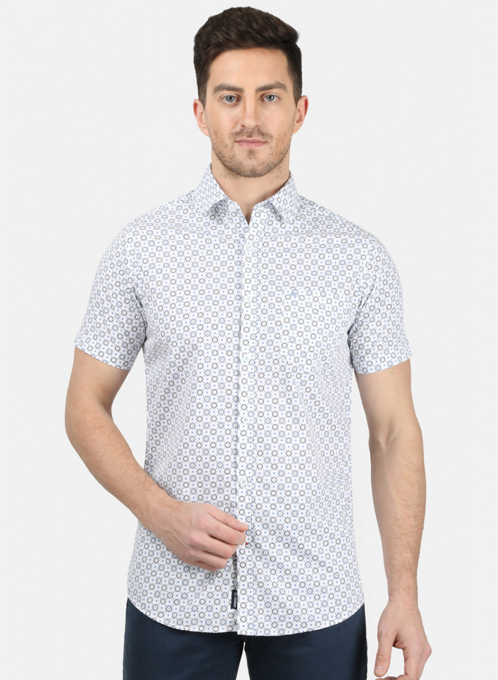 Mens Blue Printed Shirt