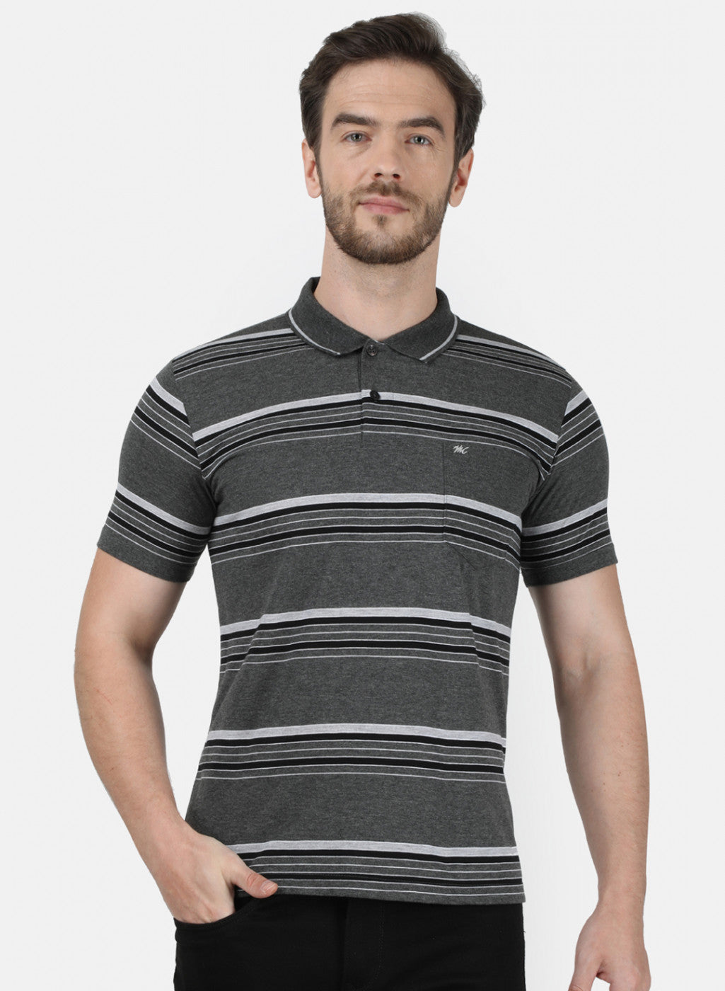 Mens Grey Stripe T-Shirt
