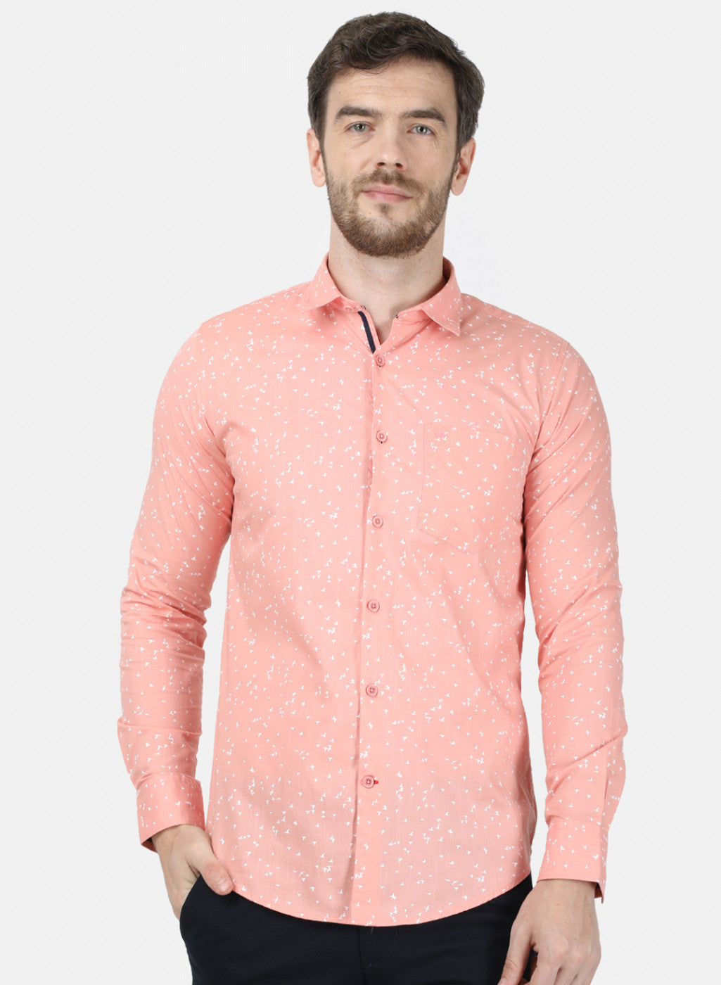 Mens Pink Printed Shirt