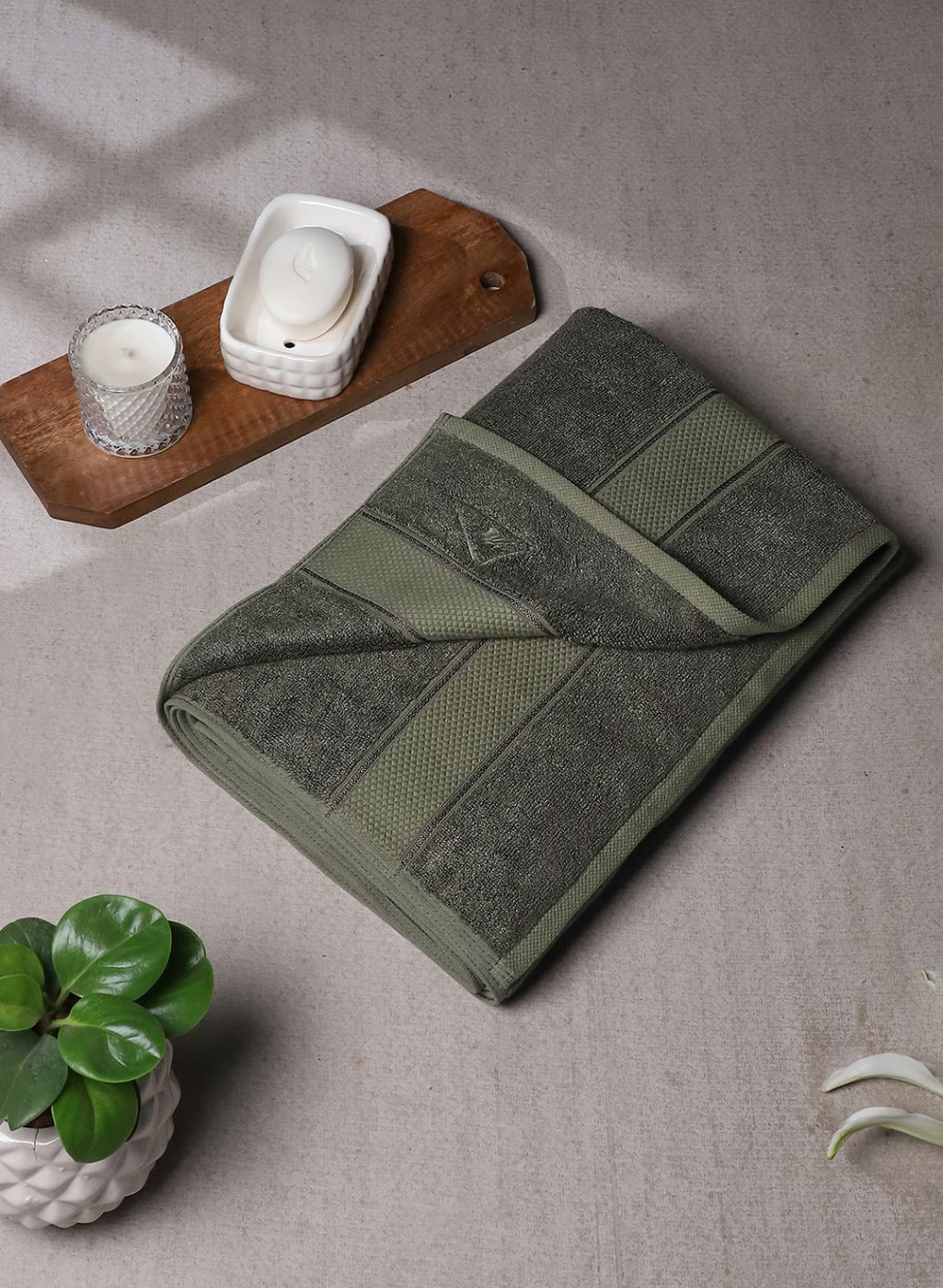 Olive Cotton 600 GSM Bath Towel