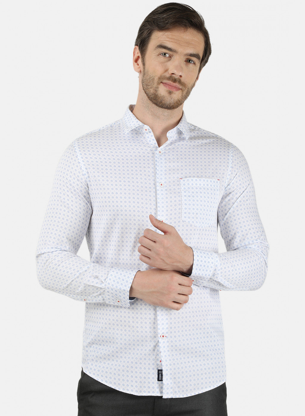 Mens White Printed Shirt